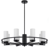 EAMON 8lt 25w Opal Glass Cylindrical on Circular Metal Frame Rod Pendant