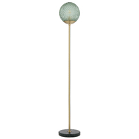 ELWICK 1lt Antique Gold/Black Marble Glass Floor Lamp