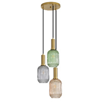 LUXE 3lt Satin Brass Glass Flex Pendant