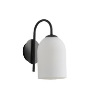 ARLEY 1lt Ribbed Opal Glass Wall Light
