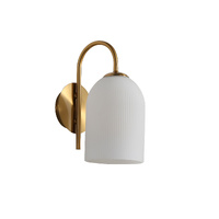 ARLEY 1lt Ribbed Opal Glass Wall Light