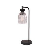 SINO 1lt 490mm Ribbed Glass & Marble Table Lamp