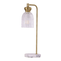 SINO 1lt 490mm Ribbed Glass & Marble Table Lamp